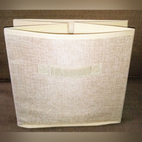 Other - 2/$10 Neutral Beige Weave Front Fabric Collapsible Storage Bin